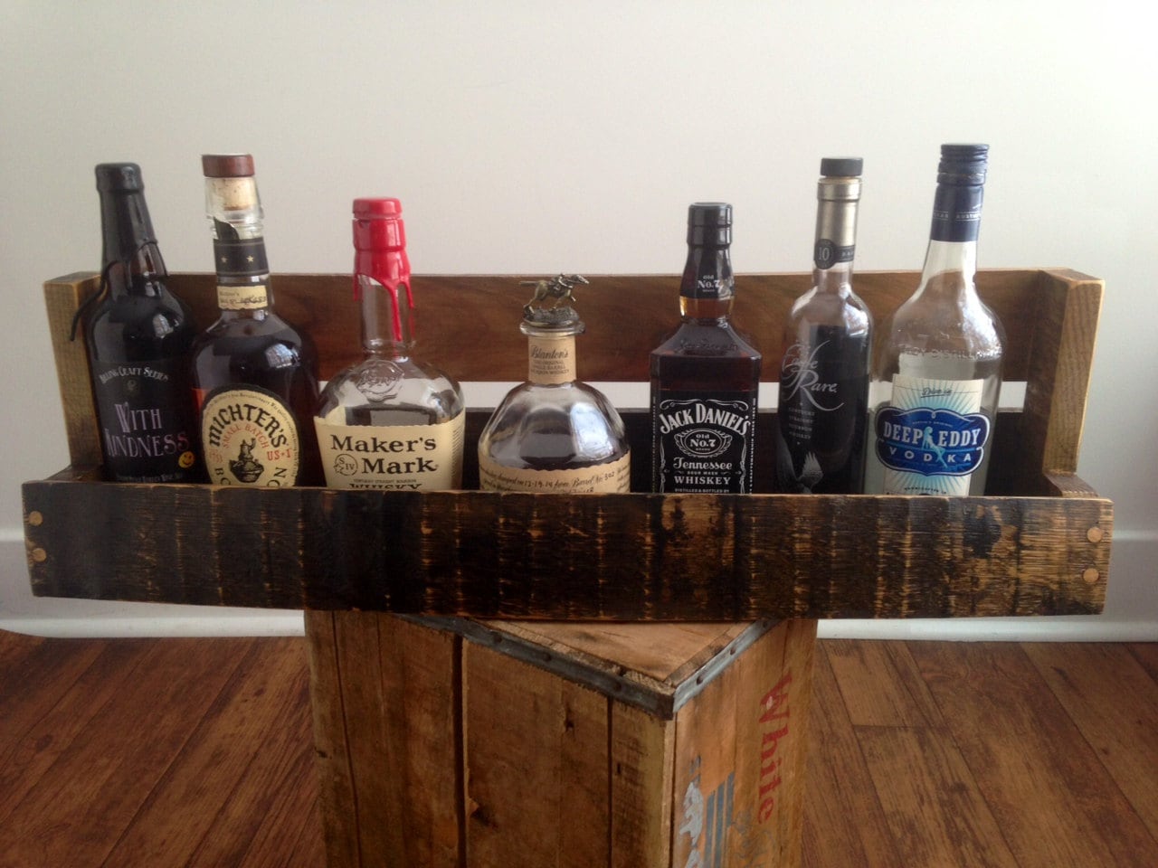 Personalized Bourbon/Whiskey Barrel Stave Shelf