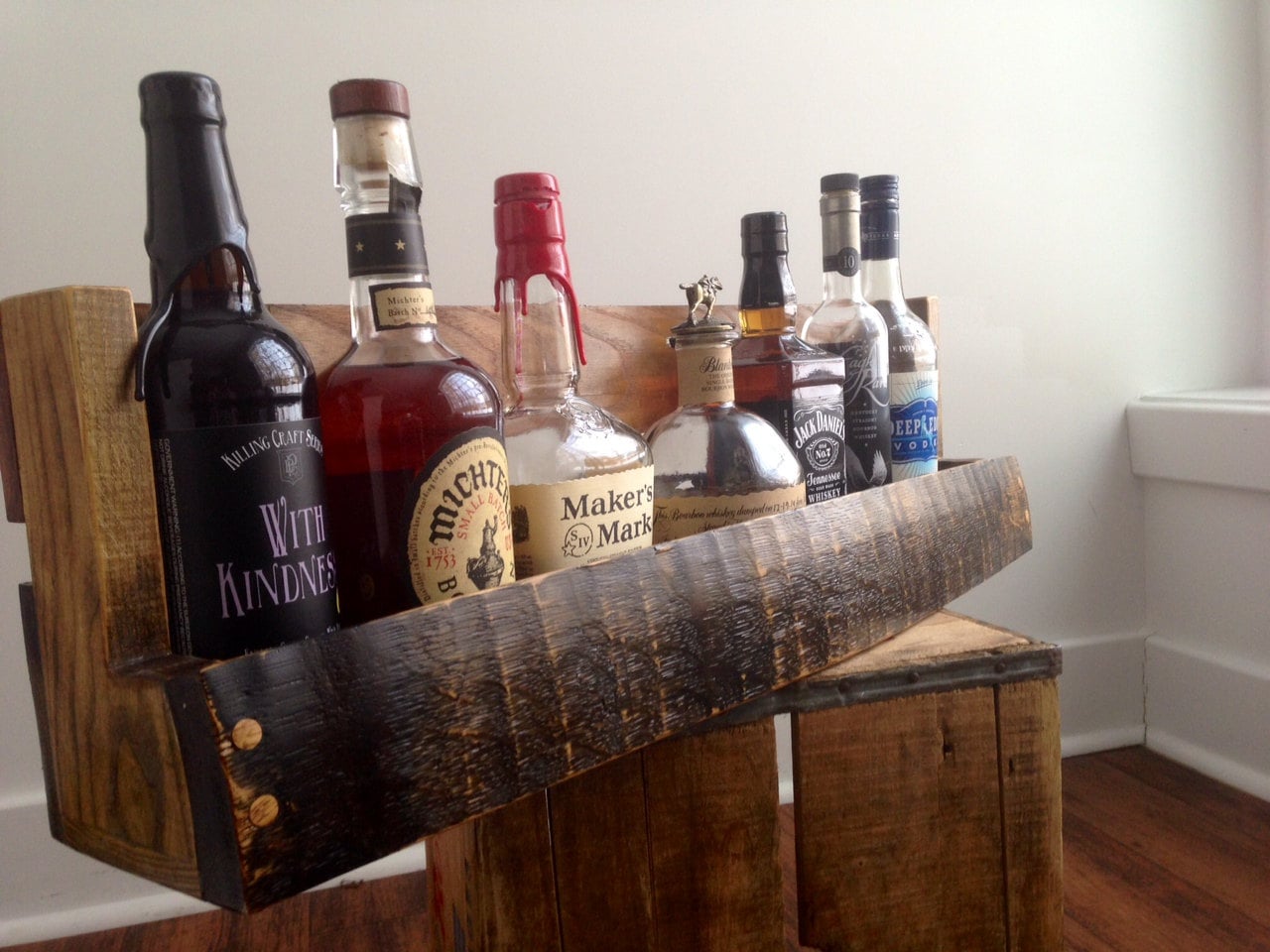 Personalized Bourbon/Whiskey Barrel Stave Shelf